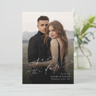 Elegant Minimalist Modern Chic Script Photo Save The Date