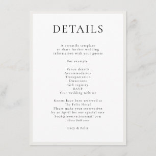 Elegant Minimalist   Modern Chic Simple Wedding Enclosure Card