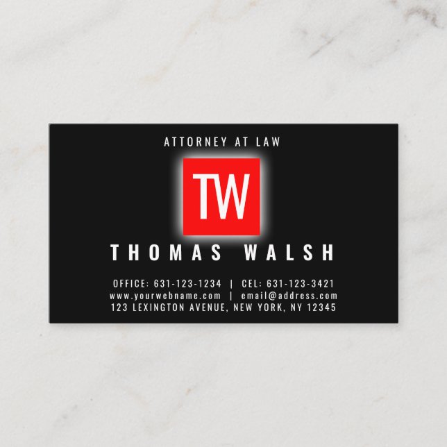 Elegant Minimalist Modern Chick Black Red Design Business Card (Front)