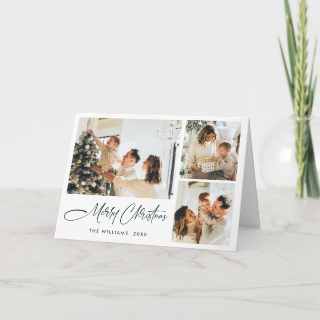 Elegant Minimalist Modern Christmas 5 Photo Holiday Card (Front)
