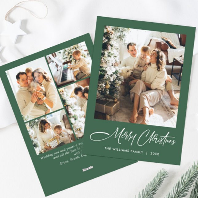 Elegant Minimalist Modern Christmas 5 Photo Holiday Card (Creator Uploaded)