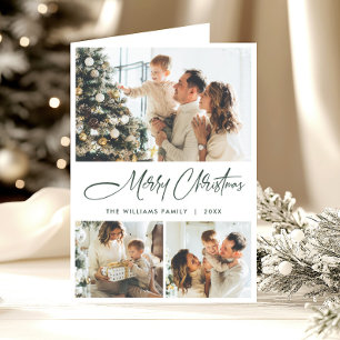 Elegant Minimalist Modern Christmas 5 Photo Holiday Card