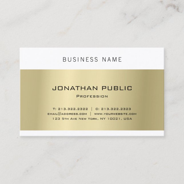 Elegant Minimalist Modern Design Gold Plain Luxury Business Card (Front)