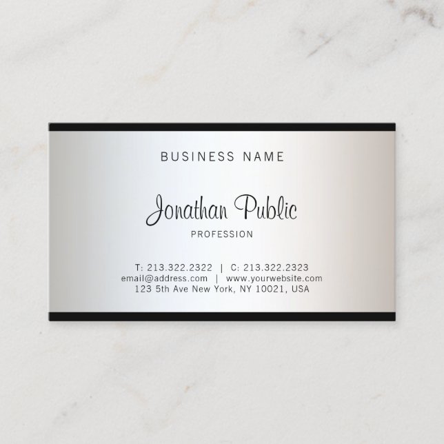 Elegant Minimalist Modern Design Sleek Glamour Business Card (Front)