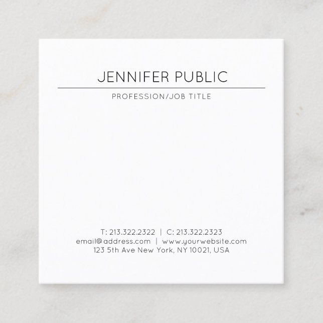 Elegant Minimalist Modern Design Trendy Plain Luxe Square Business Card (Front)