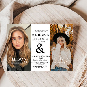 Elegant Minimalist Modern Double Birthday Invitation