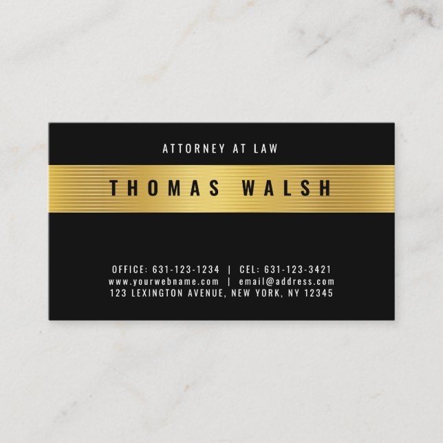 Elegant Minimalist Modern Gold Band Design Business Card (Front)