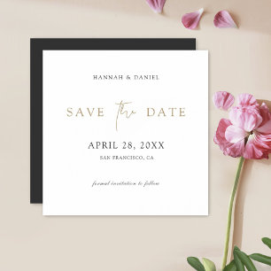 Elegant Minimalist Modern Gold Save the Date Magnetic Invitation