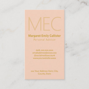 Elegant Minimalist Modern Golden & Peach Vertical Business Card