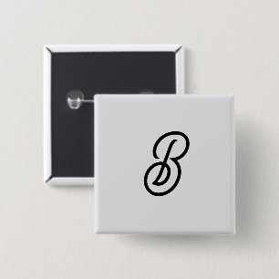 Elegant minimalist modern initial on grey 15 cm square badge