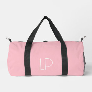 Elegant minimalist modern initial on pastel pink duffle bag