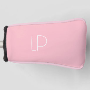Elegant minimalist modern initial on pastel pink golf head cover
