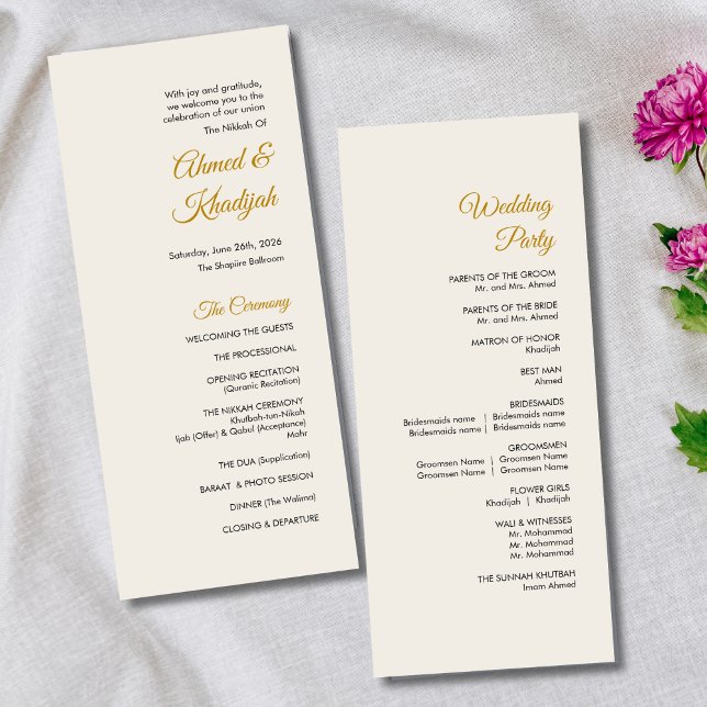 Elegant Minimalist Modern Islamic Wedding Program Programme (Creator Uploaded)