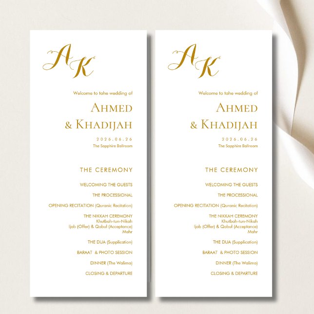 Elegant Minimalist Modern Islamic Wedding Program Programme (Creator Uploaded)