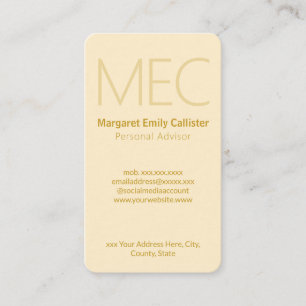 Elegant Minimalist Modern Ivory Cream and Golden Business Card