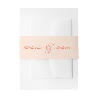 Elegant Minimalist Modern Monogram Peach Wedding Invitation Belly Band