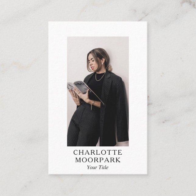 Elegant Minimalist Modern Photo Business Card (Front)
