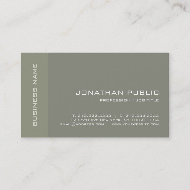 Elegant Minimalist Modern Plain Luxe Professional Business Card (Front)