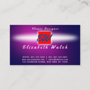 Elegant Minimalist Modern Purple on Blue Business Card
