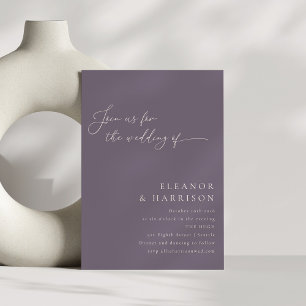 Elegant Minimalist Modern Purple Script Wedding Invitation