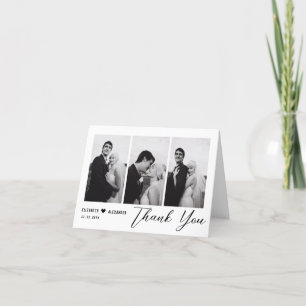 Elegant Minimalist Modern Script Wedding 4 Photos Thank You Card
