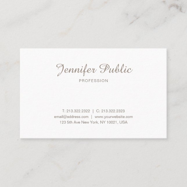Elegant Minimalist Modern Sleek Plain Professional Business Card (Front)