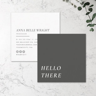 Elegant   Minimalist Modern Typography Simple Grey Square Business Card