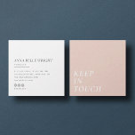 Elegant | Minimalist Modern Typography Simple Pink Square Business Card<br><div class="desc">Minimal,  elegant and professional business cards in simple grey with modern typography saying "KEEP IN TOUCH". Add your contact information to the back. Includes three social media icons and a field for your username.</div>