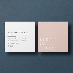 Elegant Minimalist Modern Typography Simple Pink Square Business Card