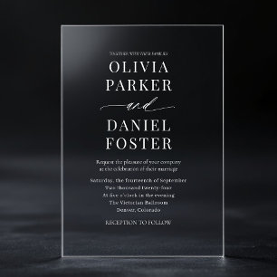 Elegant Minimalist Modern Wedding Acrylic Invitations