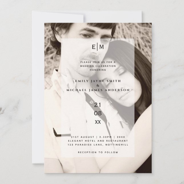 Elegant Minimalist Modern Wedding PHOTO OVERLAY Invitation (Front)
