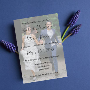 elegant minimalist modern wedding  photo overlay invitation