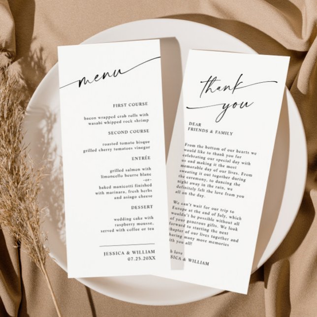 Elegant Minimalist Modern Wedding Thank You Menu (Creator Uploaded)