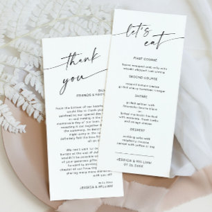 Elegant Minimalist Modern Wedding Thank You Menu