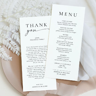 Elegant Minimalist Modern Wedding Thank You Menu