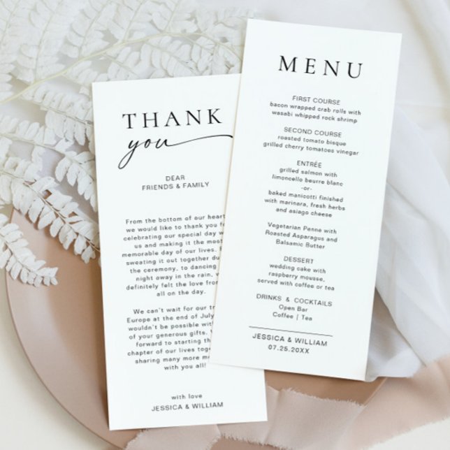 Elegant Minimalist Modern Wedding Thank You Menu (Creator Uploaded)