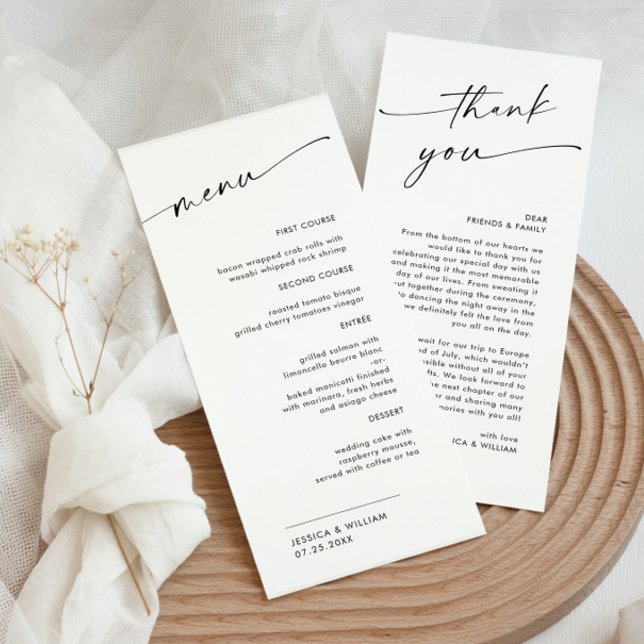 Elegant Minimalist Modern Wedding Thank You Menu (Creator Uploaded)