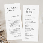 Elegant Minimalist Modern Wedding Thank You Menu<br><div class="desc">For further customisation,  please click the "customise further" link and use our design tool to modify this template.</div>