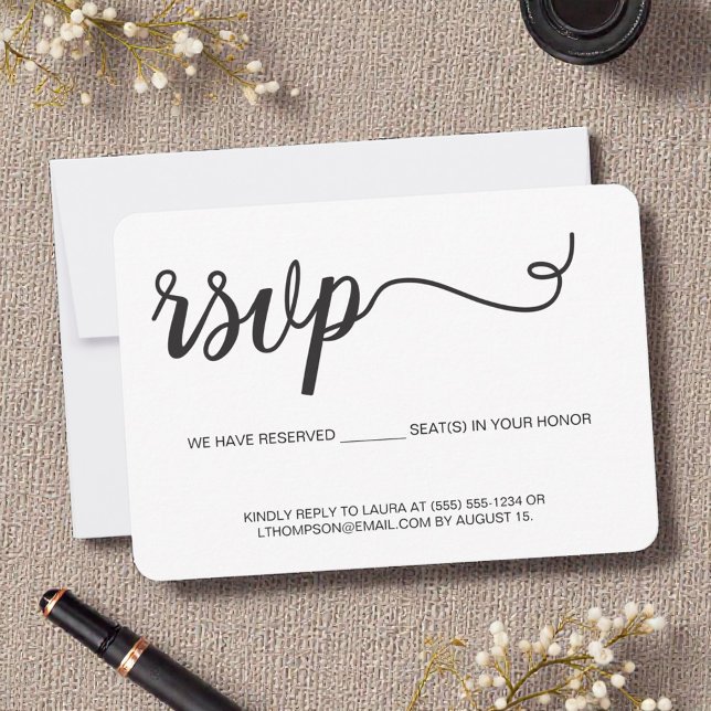 Elegant minimalist modern Wedding website RSVP Card (Email RSVP card with reserved seats indicated. Elegant and modern typography.)