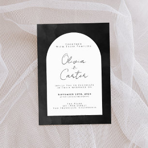 Elegant Minimalist Monochrome Black & White Invitation