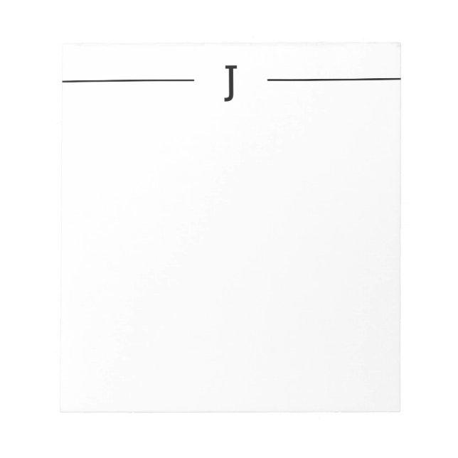 Elegant Minimalist Monogram Black White Notepad (Front)