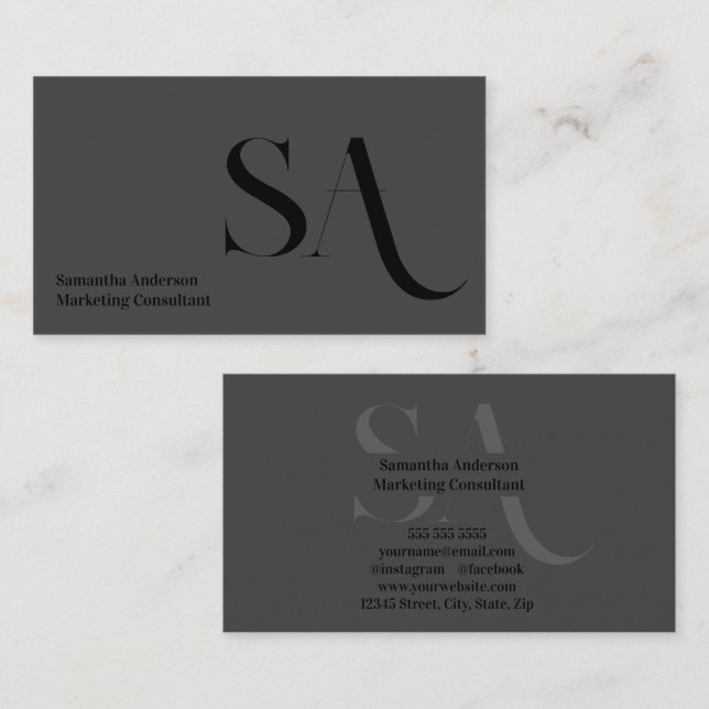 Elegant Minimalist Monogram Business Card | Custom (Front/Back)