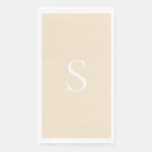 Elegant Minimalist Monogram Champagne & White Napkin