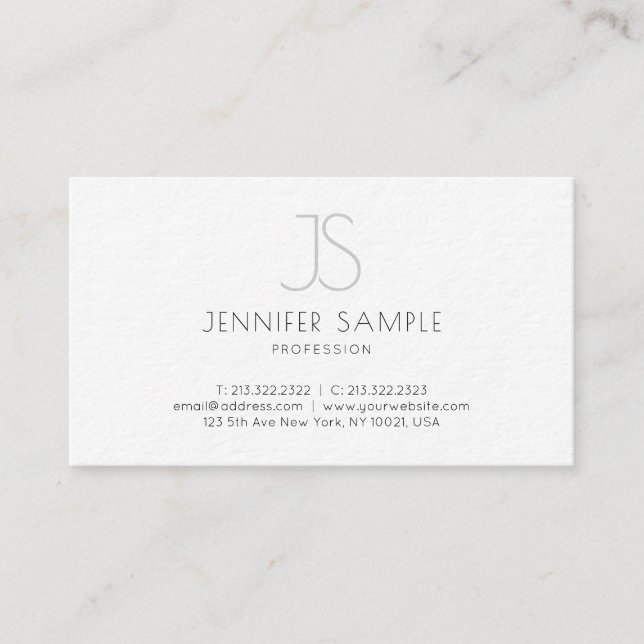 Elegant Minimalist Monogram Chic Professional Luxe Business Card (Front)