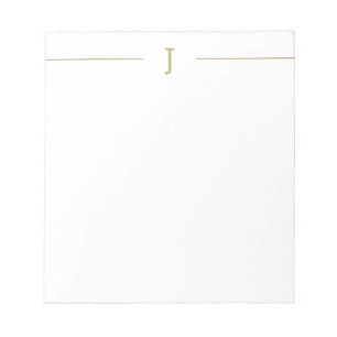 Elegant Minimalist Monogram Gold White Notepad