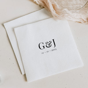 Elegant Minimalist Monogram Initials Wedding Napkin