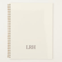 Elegant Minimalist Monogram Ivory Spiral Notebook