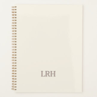 Elegant Minimalist Monogram Ivory Spiral Notebook Planner
