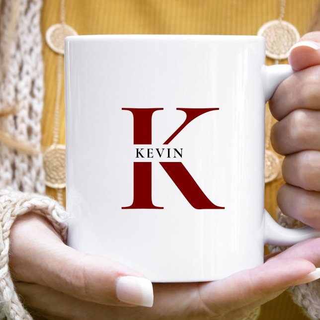 Elegant Minimalist Monogram Name Coffee Mug (Creator Uploaded)