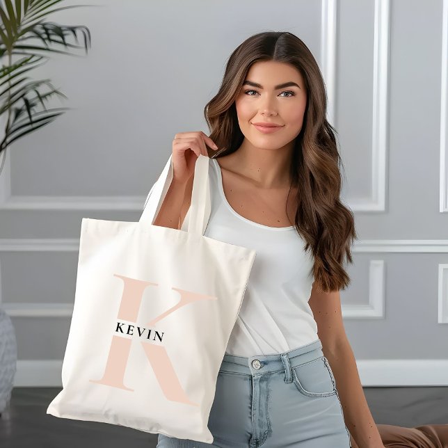 Elegant Minimalist Monogram Name Tote Bag (Creator Uploaded)